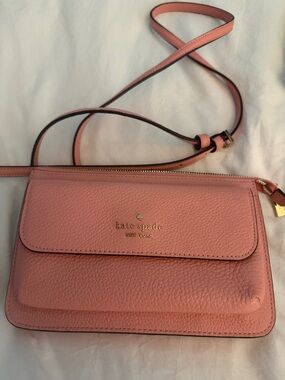 kate spade Pebbled Pink Leather Crossbody with Gold Hardware